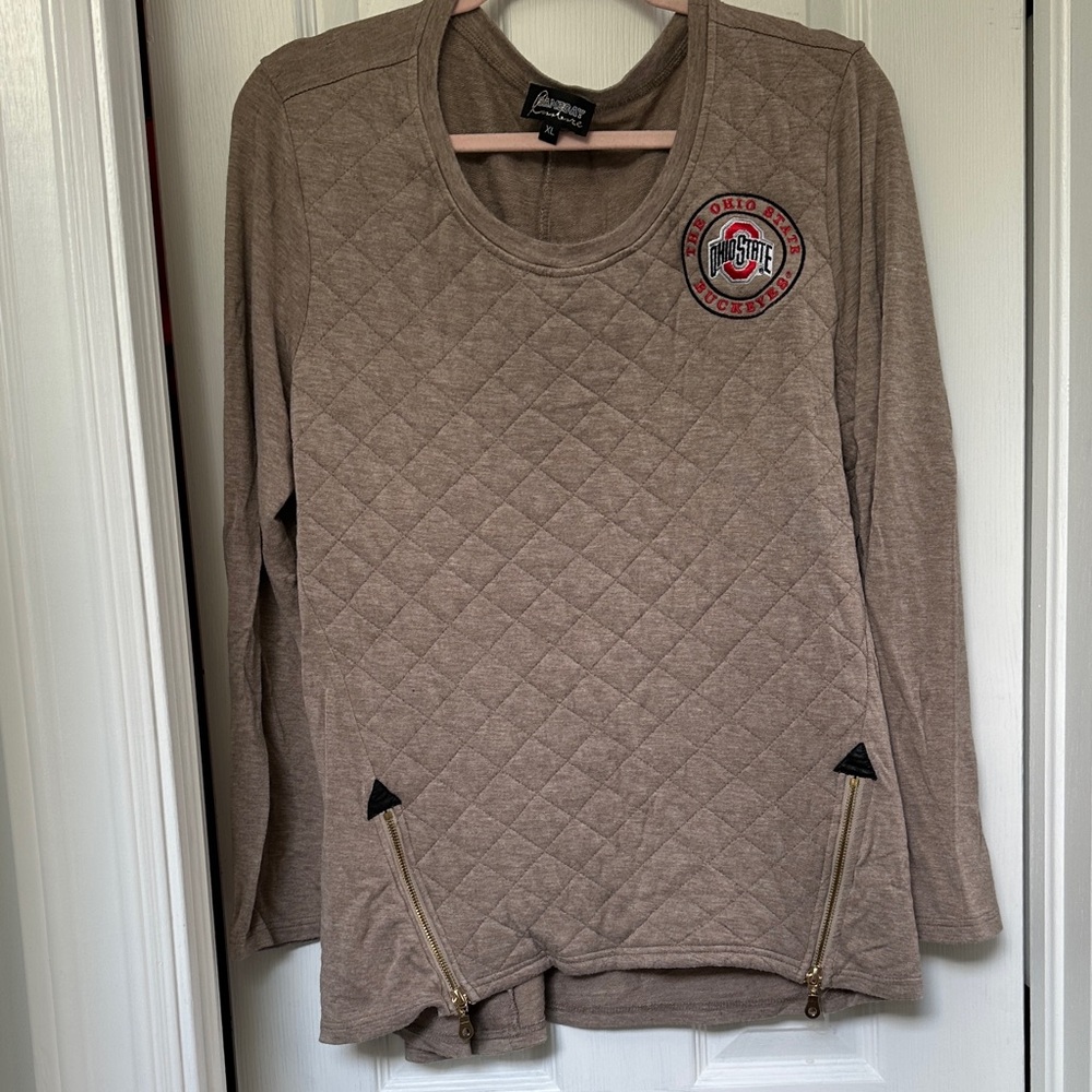 Ohio State Beige Quilted Sweatshirt